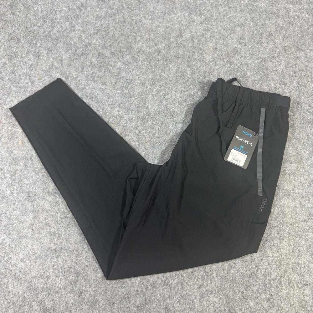 Skora Run Real Mens Taper-Fit Athletic Jogger Pants Black GZ4099 Size M NWT